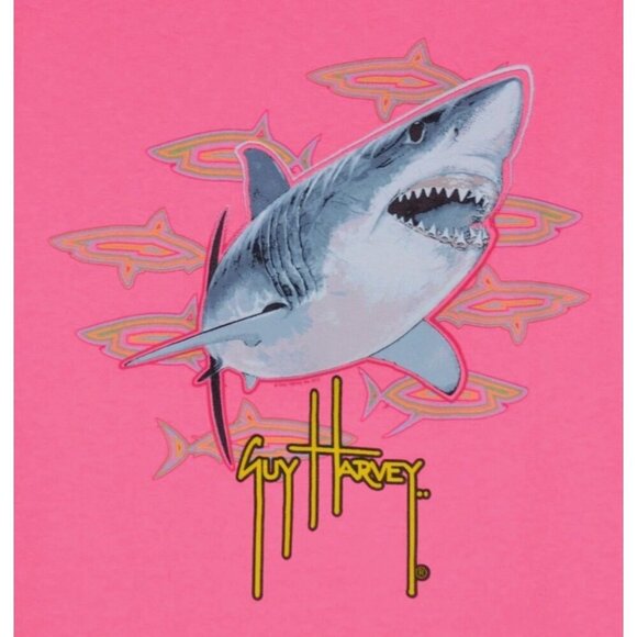 Guy Harvey Boy's Youth Pink XL Tee T-Shirt Shark Graphic Summer Beach - Picture 2 of 8